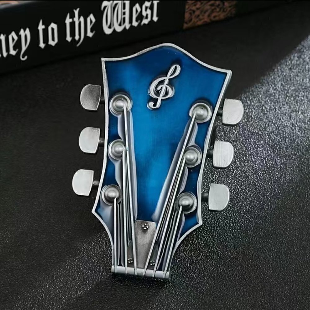 Blue Guitar Head Belt Buckle
